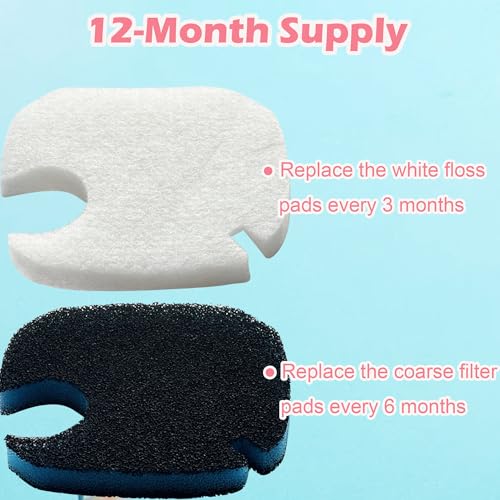 Image of Replacement Canister Filter Pads Compatible with AMOSIJOY 172 /225 /265GPH Aquarium External Filter, 4 White Floss and 2 Coarse Filter Pads for PONDFORSE 172 /225 /265GPH Canister Filter (6 Pack)