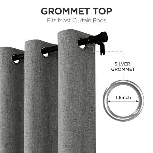 Image of Joydeco Blackout Curtains 95 Inches Long 2 Panels Burg, Room Darkening Curtains for Bedroom, 100% Black Out Textured Thermal Drapes Privacy Protection 2 Panels Set(W52 x L95 Inch, Grey)