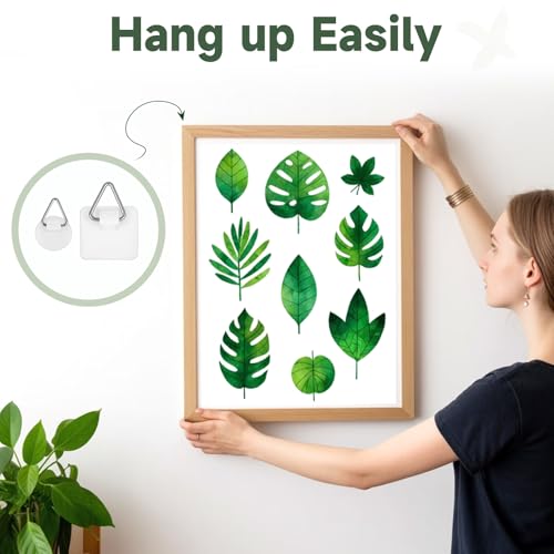 Image of 60Pcs Sticky Picture Hangers Without Nails Adhesive Plate Wall Hanging Frame Hooks White Plastic Frames Hooks Picture Frame Hook (Round Square)
