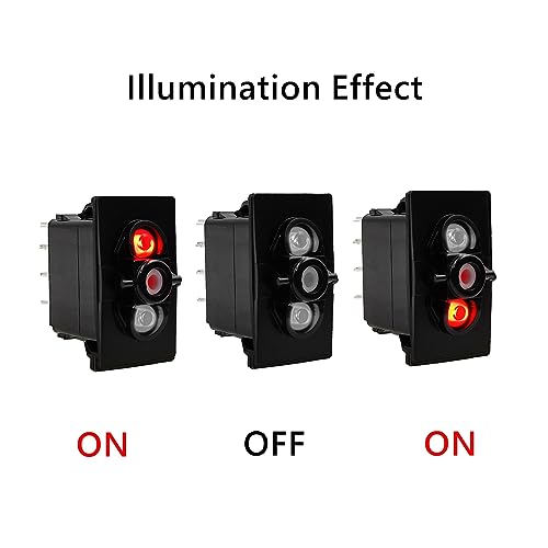 Image of Dual Red Led 7 Pin ON-Off-ON DPDT 3 Way Rocker Switch Base for ARB /Carling Auto Marine Boat Dashboard Switch Replacement 12V /24V IP68