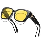 MEETSUN Fit Over Glasses Sunglasses for Women Men Large Wrap Around Polarized Sunglasses for Driving UV Protection Black/Night Vision