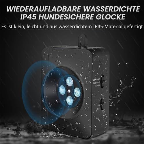 Anti Bell Gerät Hunde, 4 Sendern Wiederaufladbares Antibell für Hunde, Antibell für Kleine Mittel Große Hunde, 33Fuß Automatisch Antibell Ultraschall Gerät Sicher Hundebellen Stoppen Innen Draußen