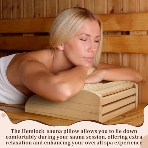 Geelin Wood Sauna Pillow for Head Neck Shoulder Support Back Rest, Ergonomic Inside Sauna Headrest Pillow, Handcrafted Hemlock Wood, for Home, Barrel, Steam, Indoor Outdoor, 13.5 x 13.7 x 4.72 Inches - Thumbnail 4
