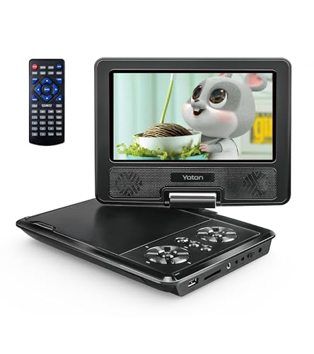 YOTON Reproductor de DVD portátil de 9,5 Pulgadas para niños con Pantalla giratoria HD de 7,5 Pulgadas, Altavoz estéreo, soporta 6 Horas de batería incorporada, sincronización TV/USB/Tarjeta SD