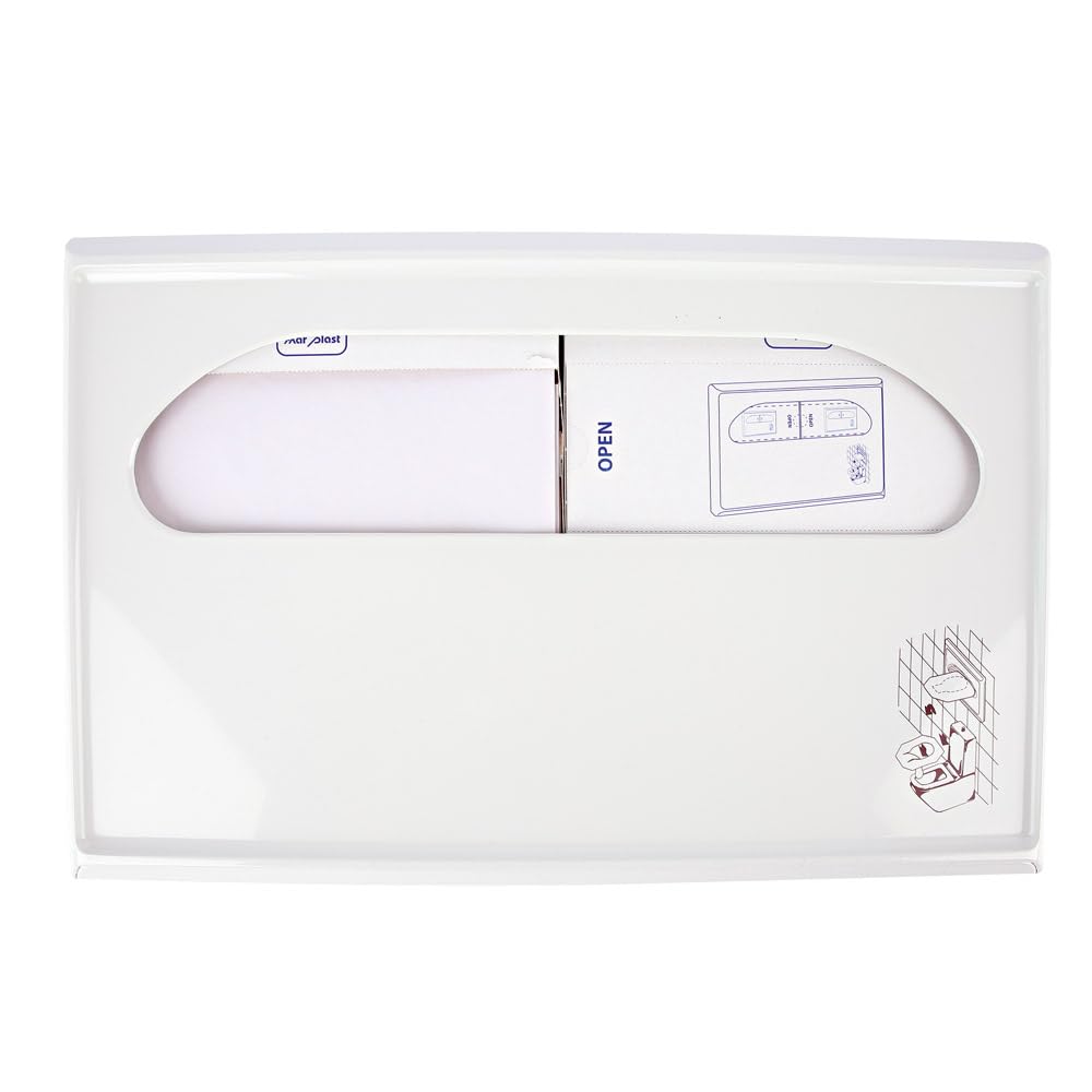 6 Stück Spender für Toilettensitzabdeckungen | Kunststoff, weiß, L: 42cm, B: 4,6 cm, H: 28cm, Karton, Toilettensitzbezugspender, Sitzbezüge, Toilettensitzbezug