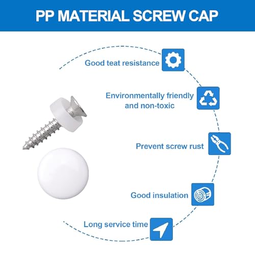 INCREWAY 500pcs Cubiertas de Tornillos M4 Tapa de Tornillo de Plástico Tapa de Agujero de Tornillo de Plástico Tapa de Tornillo Cúpula de Plástico (Blanco) miniatura 3