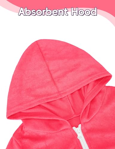 Image of Swim Cover Up Girls Multicolor Short Sleeve Ruffle Bathing Suit Hooded Zip-Up Terry Swimsuit for Toddler Kids