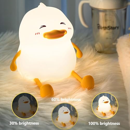 Image of Night Lamp for Bedroom | Touch Control Silicone Lamp with 7-Colour Changing Light | USB Rechargeable Bedside Girls & Boys | Warm White Diwali Decoration Light | Christmas Gift (Duck)