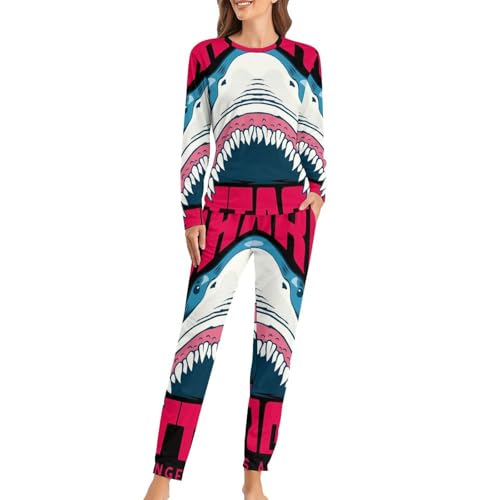 Ensemble de pyjama femme Shark t-shirt manches longues et pantalon de nuit