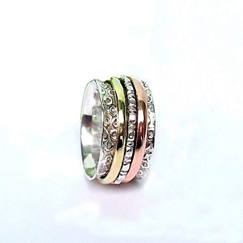 SPINNER RING FOR UNISEX, SPINNING RING, SILVER MEDITATION RING, ANXIETY RING, FIDGET RING, STATEMENT THUMB RING, SPINNER BAND SILVER RING