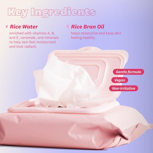 Image of THE FACE SHOP Rice Water Bright Makeup Remover Wipes for Face, Moisturizing, Infused with Rice Extract, Disposable Cleansing Facial Wipes, 50 Count (Pack of 3)