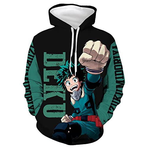 Tongyundacheng My Hero Academia Sudadera con capucha Toga Himiko Midoriya Izuku Cosplay Estampado 3D Sudadera Unisex de Manga Larga Sudadera Casual Jersey, L