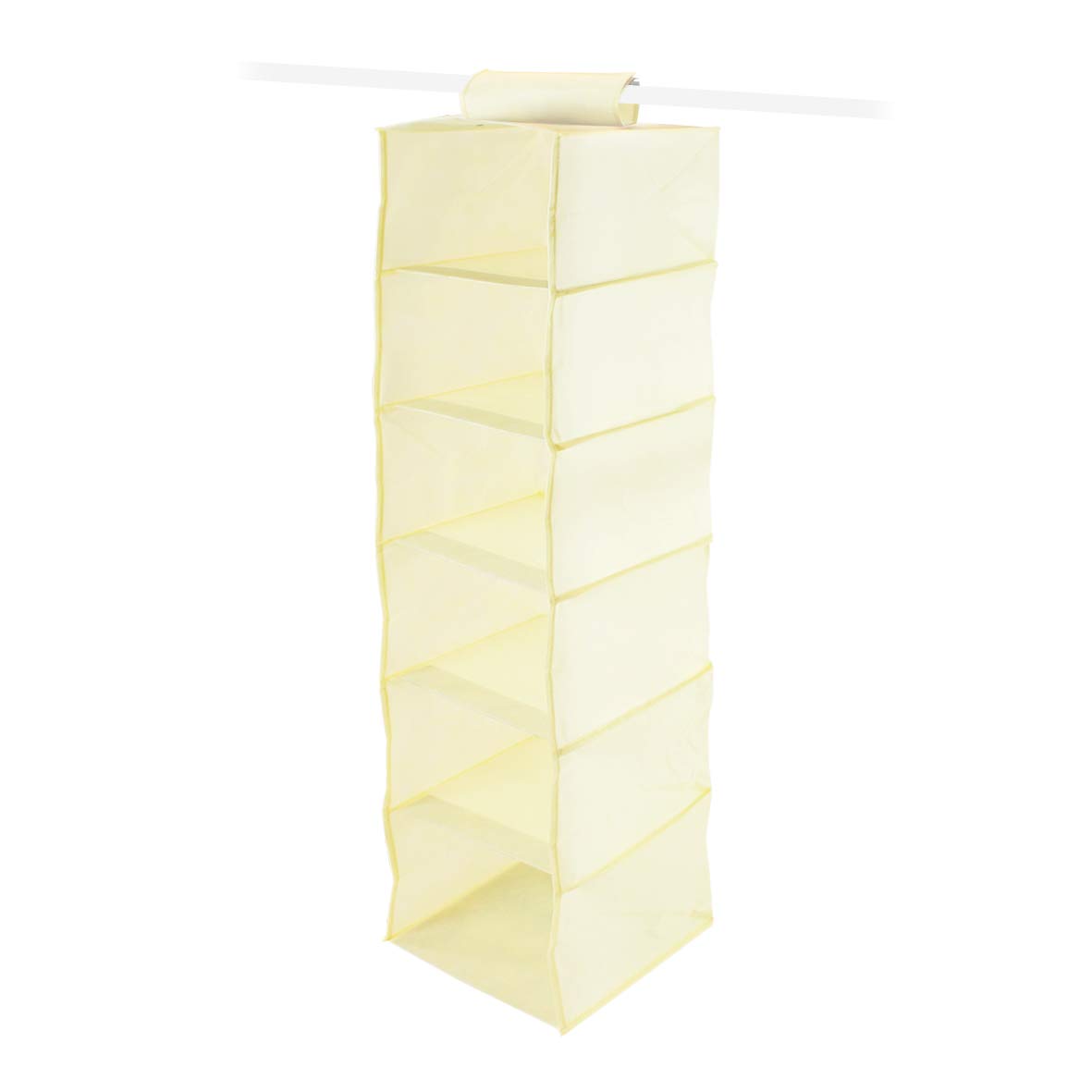 Anika Cream 66839 6 Shelf Hanging Wardrobe Storage Organiser With Top Fixing Loop-120X30x30cm-, Fabric, 120Cm X 30Cm X 30Cm