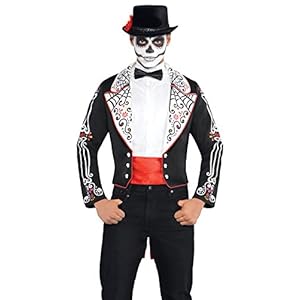 amscan- Día de los Muertos Halloween Disfraz de Tailcoat, Color Negro, Size: 41-43 (843933)