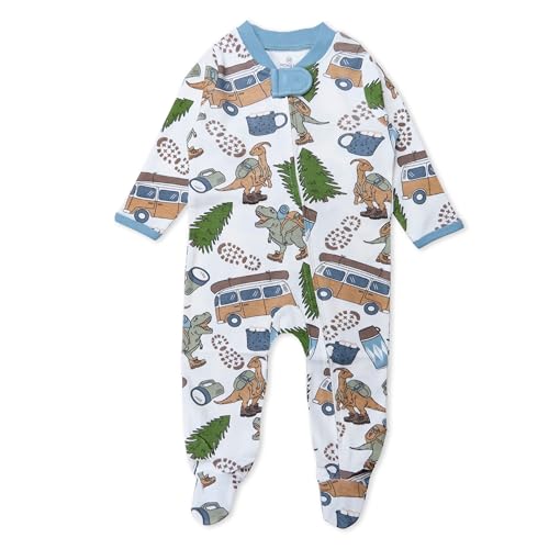 Image of HonestBaby Sleep & Play Footed One-Piece Pajama Sleeper 100% Organic Cotton, Baby Boys, Dino Digs, 6-9 Months