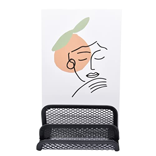 Hoshen Three Layer Metal Mesh Business Card Holder, Desk Business Card Display (Black, 2 Pack) - Image 3