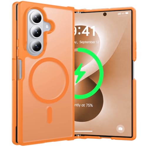 Image of NO.1 Magnetic for Samsung Galaxy Z Fold 8 Ultra Case with MagSafe | [Military Grade Drop Tested][Translucent Matte][Anti-Fingerprint] Soft Silicone Bumper for Samsung Fold 8 Ultra Case,Orange