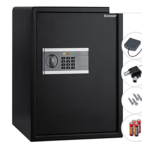 KESSER® Elektronischer Tresor | 40x50x40cm | Inkl. Batteriebox | Elektronischer Safe | 3x Doppelbolzenverriegelung | Boden Wandtresor | Möbeltresor | Innenbeleuchtung | Panzerschrank Zahlenschloss