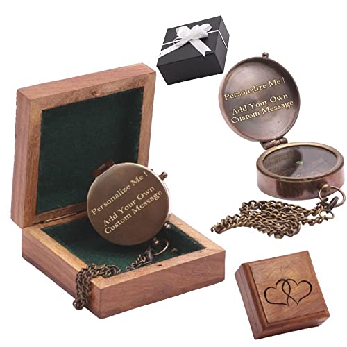 Brújula de bolsillo personalizada con caja de madera miniatura 1