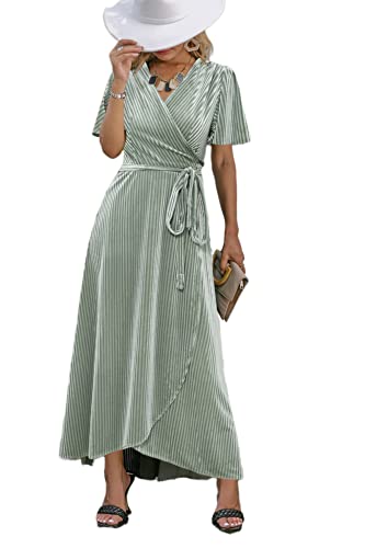 Image of BerryGo Women's Velvet V Neck Wrap Semi Formal Dress Cocktail Party Maxi Dress for Wedding Guest