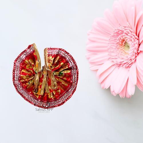 Image of Salvus APP SOLUTIONS Fabric Janmashtami Laddu Gopal Dress /Poshak for Krishna Idol - Pink 4x5 Inch Outfit for Kanha Ji, Bal Gopal, Thakur Ji
