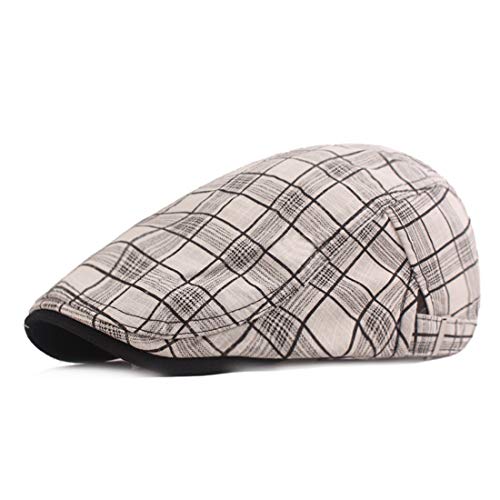 Image of Men's Plaid Striped Newsboy Ivy Flat Driving Golf Cap