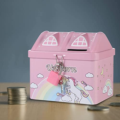 Image of Sajani Cute Cartoon Creative Portable Piggy Bank, Money Saving Box with Combination Lock, Mini Coin Bank Gifts for Boys and Girls, Best Return Gifts for Kids (Pack of 1) (Little House)