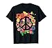 Signe de Paix Fleurs Colorées Hippie Rétro Années 60 T-Shirt