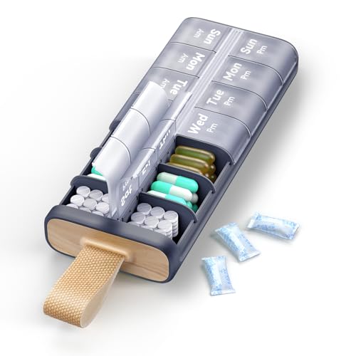Ideerfit AM PM Pill Organizer 7 Day, 2 Times a Day Weekly Pill Box with Moisture-Proof Desiccant...