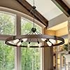 382 large farmhouse wagon wheel chandelier for living room 8 light rustic round metal light fixtures for dining room entryway kitchen island vintage rust and black finishes  urban country home decor