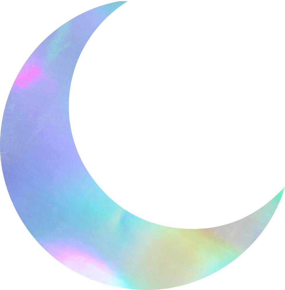 Transparent Decal Stickers of Halloween Crescent Moon (Hologram) Premium Waterproof Vinyl Decal Stickers for Laptop Phone Accessory Helmet Car Window
