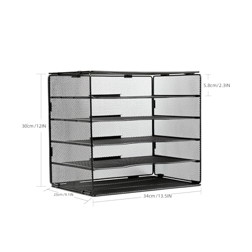 JEBELE Office Desk Organiser, 5 Tiers A4 File File Organiser Magazine Holder A4 Paper Storage Rack, Office Desk File Document Holder, Black - Image 5