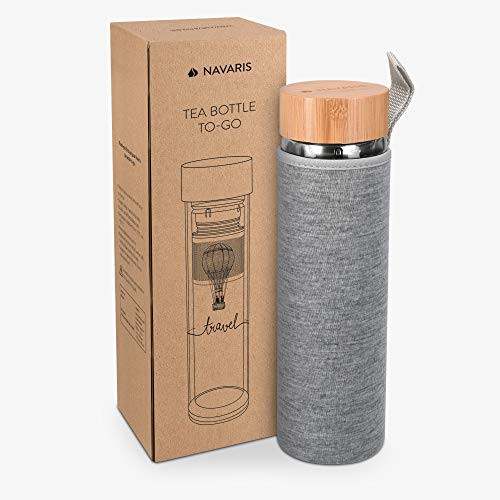 Navaris Botella de Agua de Cristal - Termo para té de 450 ML de Vidrio de borosilicato - Tetera con Filtro para té de… - Imagen 7