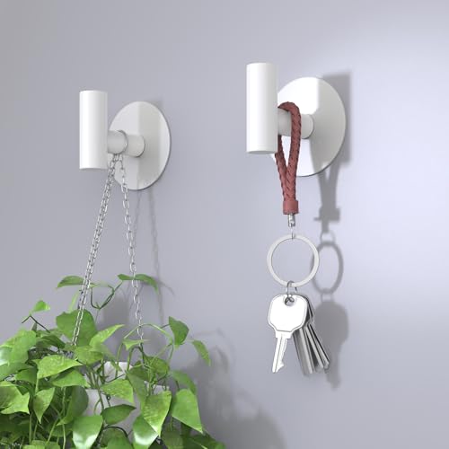 Image of Heavy Duty White Towel Hooks, Stainless Steel Adhesive Coat Hooks for Bags, Towels, Robes, Hats, Aprons - No Drill Bathroom, Kitchen, Hotel Wall Hooks (2 Pack)
