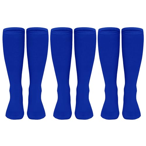 3 Pairs School Uniform Cotton Knee High Socks Athletic Sports Soccer Socks Tube Sock for Girls and Boys