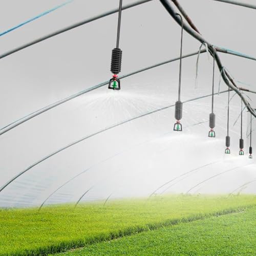 Image of HASTHIP Hanging Drip Irrigation Kit - Hanging Garden Sprayer - 60CM Rain Fall Sprinkler - 360 Rotary Sprinkler Automatic Irrigation Equipment - Plant Watering Spray for Greenhouses, Garden (10Pcs)
