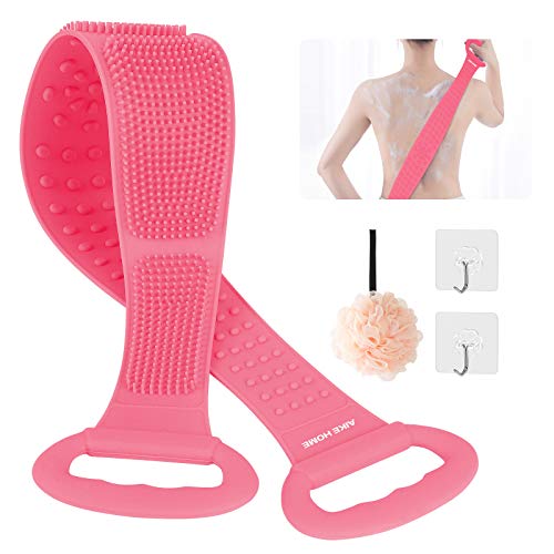 Back Washer for Shower Silicone Back Scrubber for Men - Exfoliating Back Scrubber Loofah Set for Shower | Bath Shower Brush for Women, Long Body Brush for Use in Shower to Deep Clean Relax Your Body