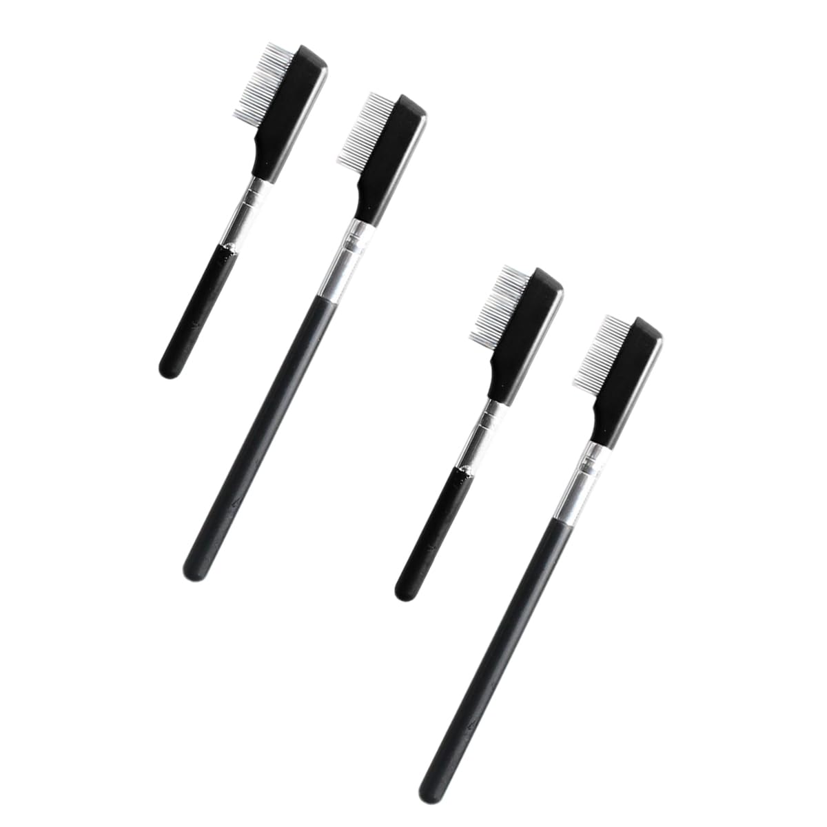 4 Pack Metal Eyelash Comb & Eyebrow Brush, Short & Long Handle 2 Sizes, Eyelash Separator Tool with Metal Teeth Eye Makeup Grooming Brushes for Women