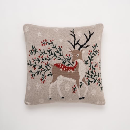Image of haus & kinder Cotton Cushion Cover 16 x 16 Inch Decorative Throw Pillow Cover for Sofa, Living Room & Bedroom Festive Design Soft Breathable Fabric Machine Washable Cushion Cover (Set of 1)