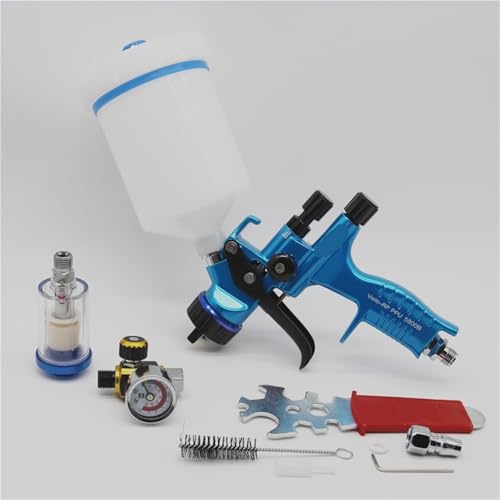 AKDDNZX Aerógrafo de 1,3 mm con regulador de Aire y Filtro de Aire, a Base de Agua, Profesional(Silver)