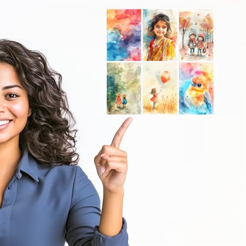Image of SiddArtify Watercolor Abstract - Children Art Print Set - Set of 2-4x6 Inch - Board (Pack of 6) - Sticker (Pack of 6) Wall Room Decoration art Poster Prints