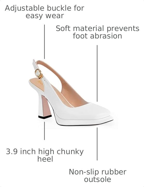 Image of ANN CREEK Women's Platform Slingback High Heels Ladies Square Toe Pump Shoes