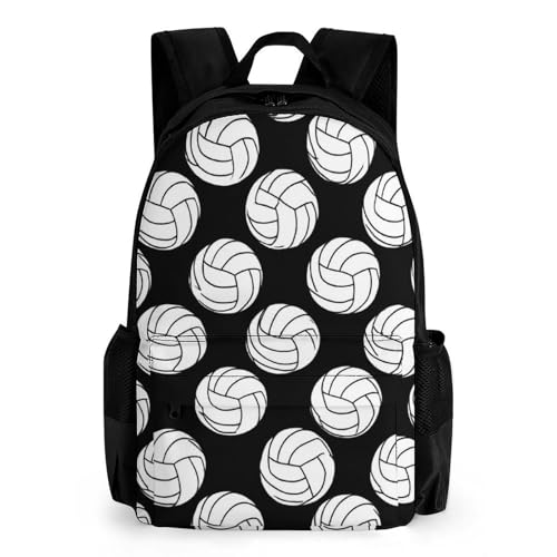 Supdreamc Rucksack Anti-Theft Multipurpose Large Capacity Carry On Bag - Black And White Volleyball Ball Travel Hiking Bag & Day Pack With Side Pockets