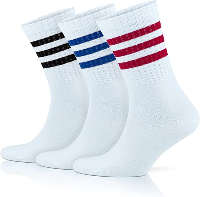 GoWithWhite Sport Socks for men and women, striped retro, running, tennis, gym, skate, seamless, anti blister, black striped cotton socks