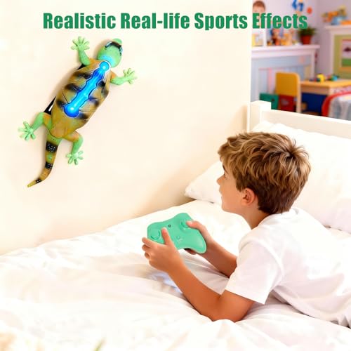 Qxbuhe ﻿360° Rotating RC Wall Crawler Gecko, Rechargeable Remote Control Robot Kids Toys, Wall Climbing Funny Prank Toys Birthday Gifts for Boys & Girls Ages 3 + (Yellow) — view 3