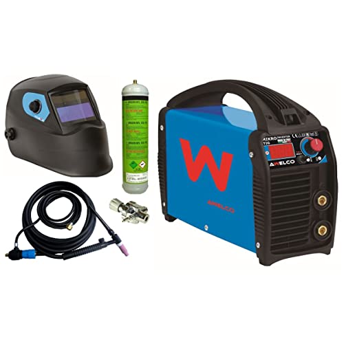 AWELCO - Poste à Souder Inverter MMA-TIG 150A Mikrotig 170 - Kit Complet avec Cagoule Automatique, Bouteille Argon, Détendeur et Torche TIG 4m - Soudage Acier, Inox et Fonte