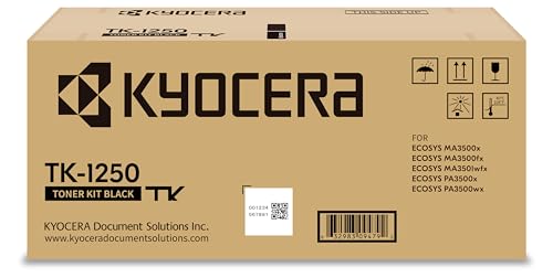 KYOCERA TK-1250 Cartouche de Toner Noire d'origine 1T0C3H0NL0. Toner Compatible avec ECOSYS PA3500x, PA3500wx, MA3500x, MA3500fx, MA3501wfx. Toner pour imprimante jusqu'Ă 3000 Pages