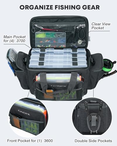Gonex Bolsa de Equipo de Pesca para Agua Salada y Dulce, Bolsa de Almacenamiento Resistente al Agua para Caja de Tackle Tallas 3600 y 3700 miniatura 2
