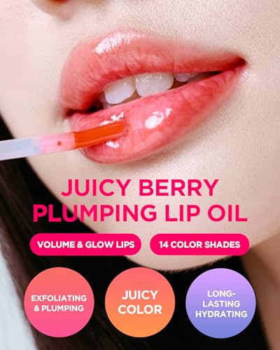 Image of TOCOBO Juicy Berry Plumping Lip Oil 15 Coral Soda - Korean Vegan Hydrating Lip Oil with Plant Oils for High Shine Gloss - Non Sticky Formula for All Skin Tones, 0.12 fl.oz.