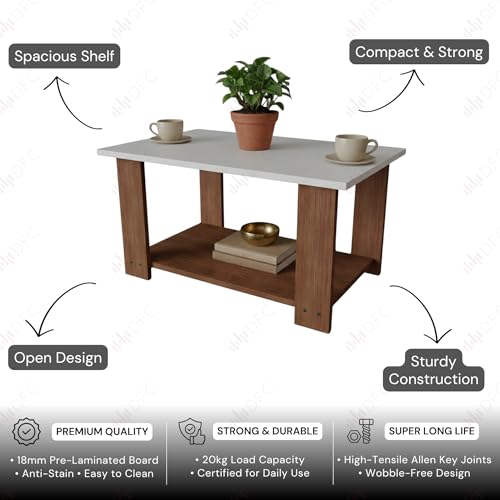 Image of DFC Element Alley Coffee Table Dual Tone Engineered Wooden Center Table for Living Room Modern Tea Table Spacious Top Sturdy Durable 1-Year Warranty 31.5x19.7x16.5 Inch